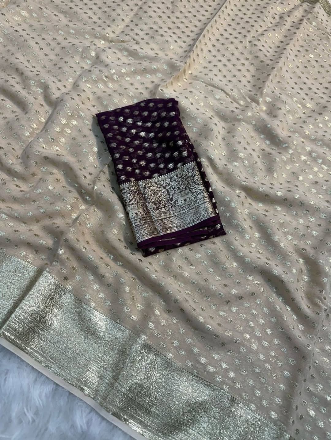 Pure Viscose Georgette Saree With Fancy Zari