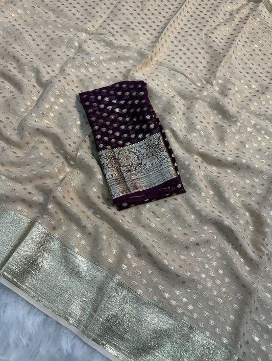 Pure Viscose Georgette Saree With Fancy Zari