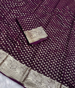 Pure Viscose Georgette Saree With Fancy Zari