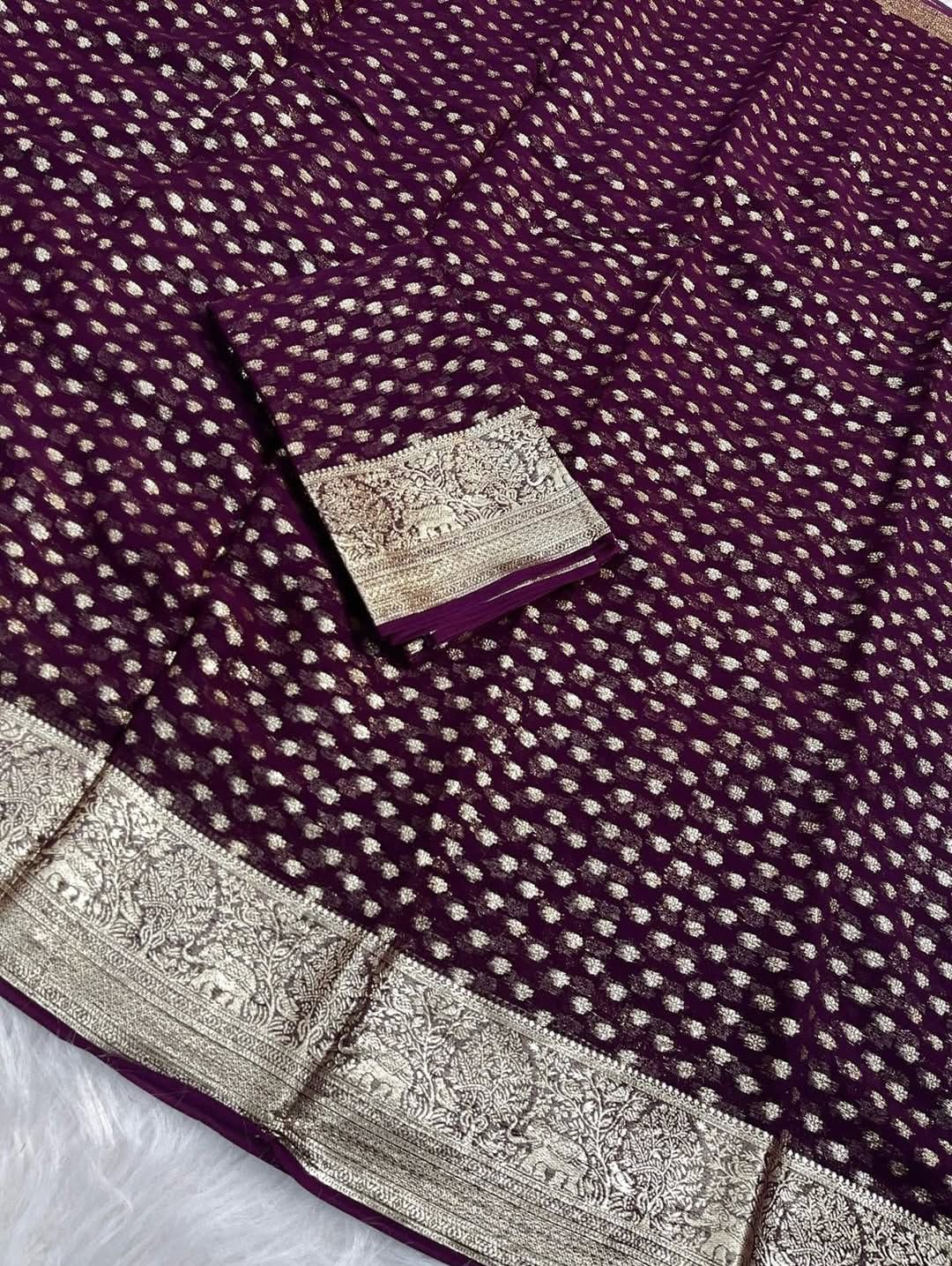 Pure Viscose Georgette Saree With Fancy Zari