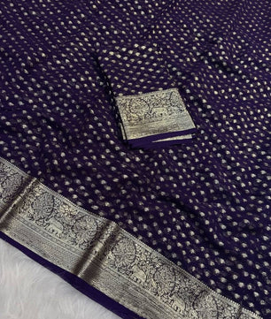 Pure Viscose Georgette Saree With Fancy Zari