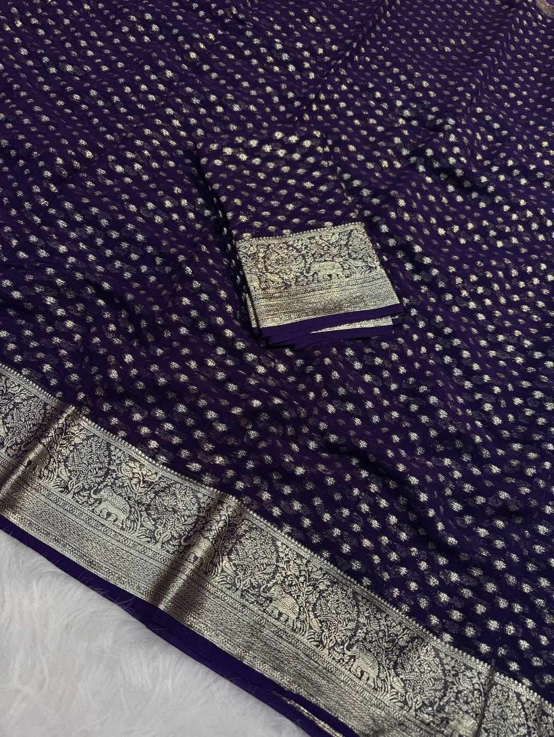 Pure Viscose Georgette Saree With Fancy Zari