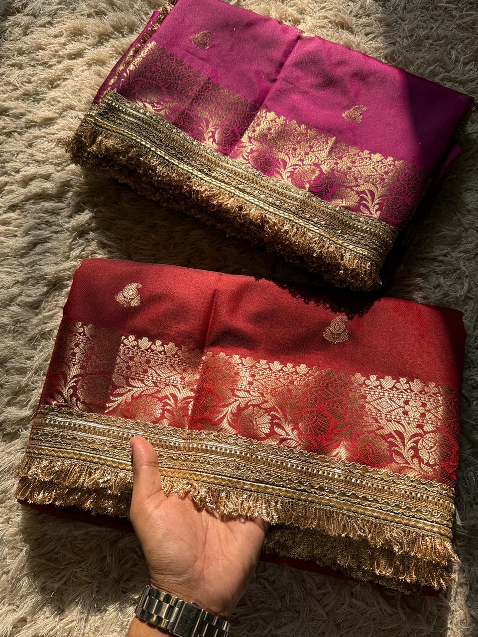 Banarasi Semi katan Soft Silk Saree with gottapatti work