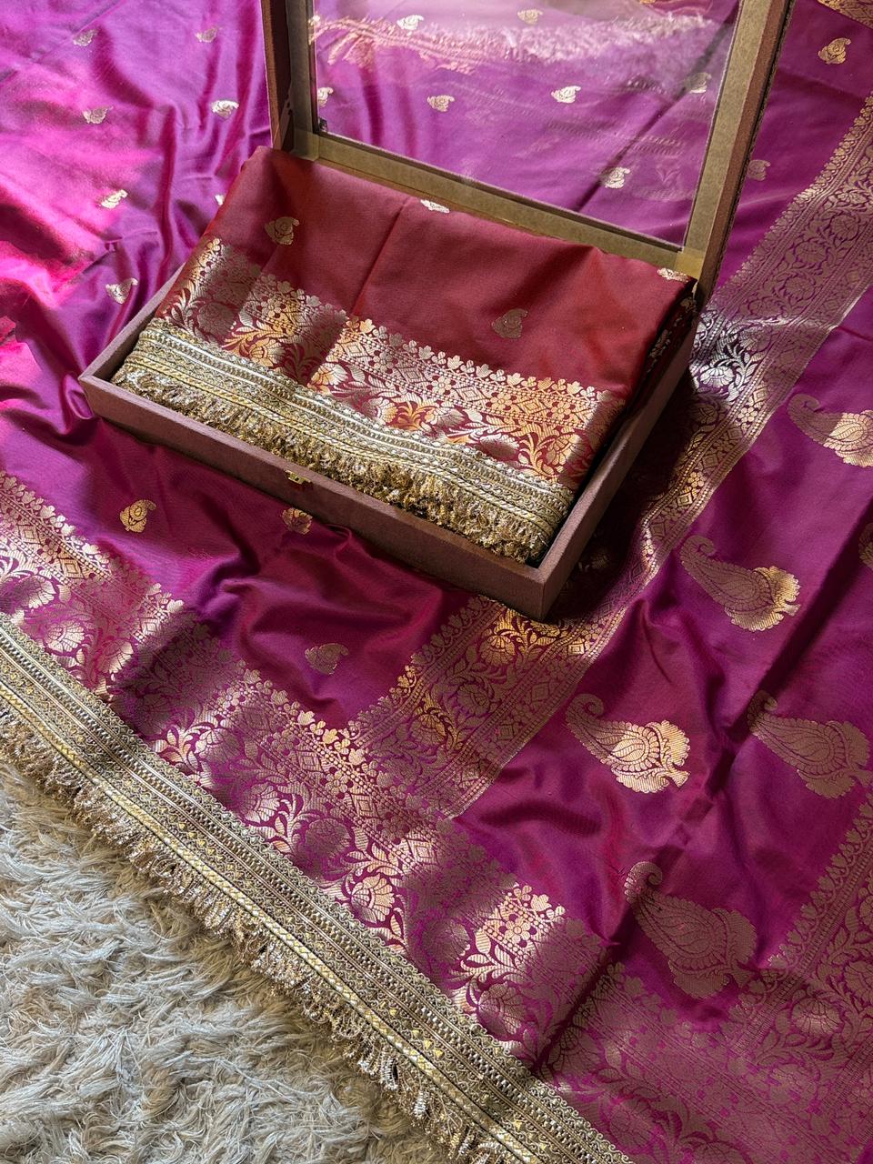 Banarasi Semi katan Soft Silk Saree with gottapatti work