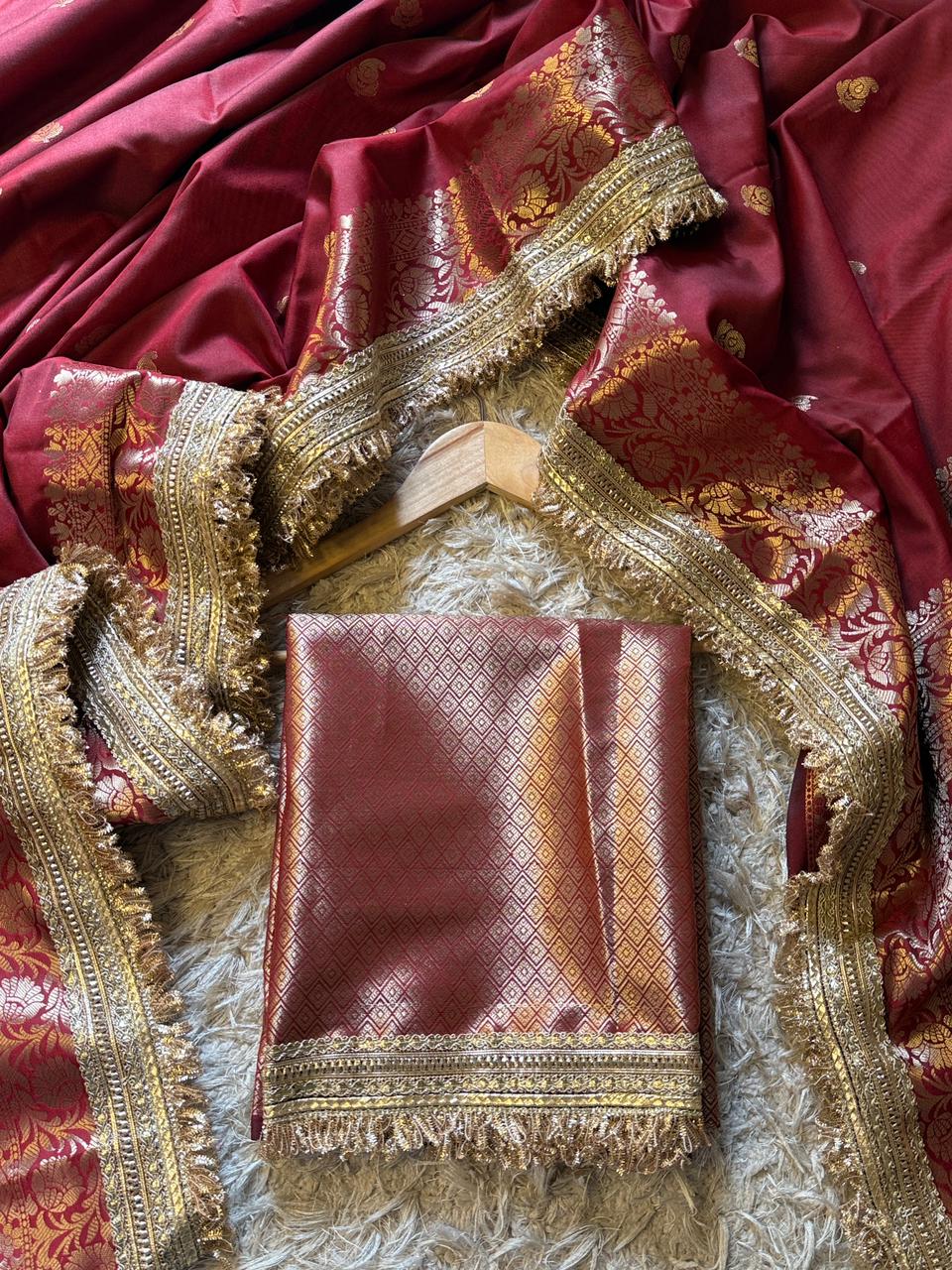 Banarasi Semi katan Soft Silk Saree with gottapatti work