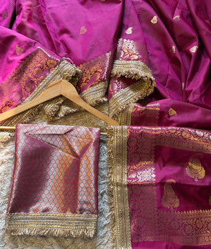 Banarasi Semi katan Soft Silk Saree with gottapatti work