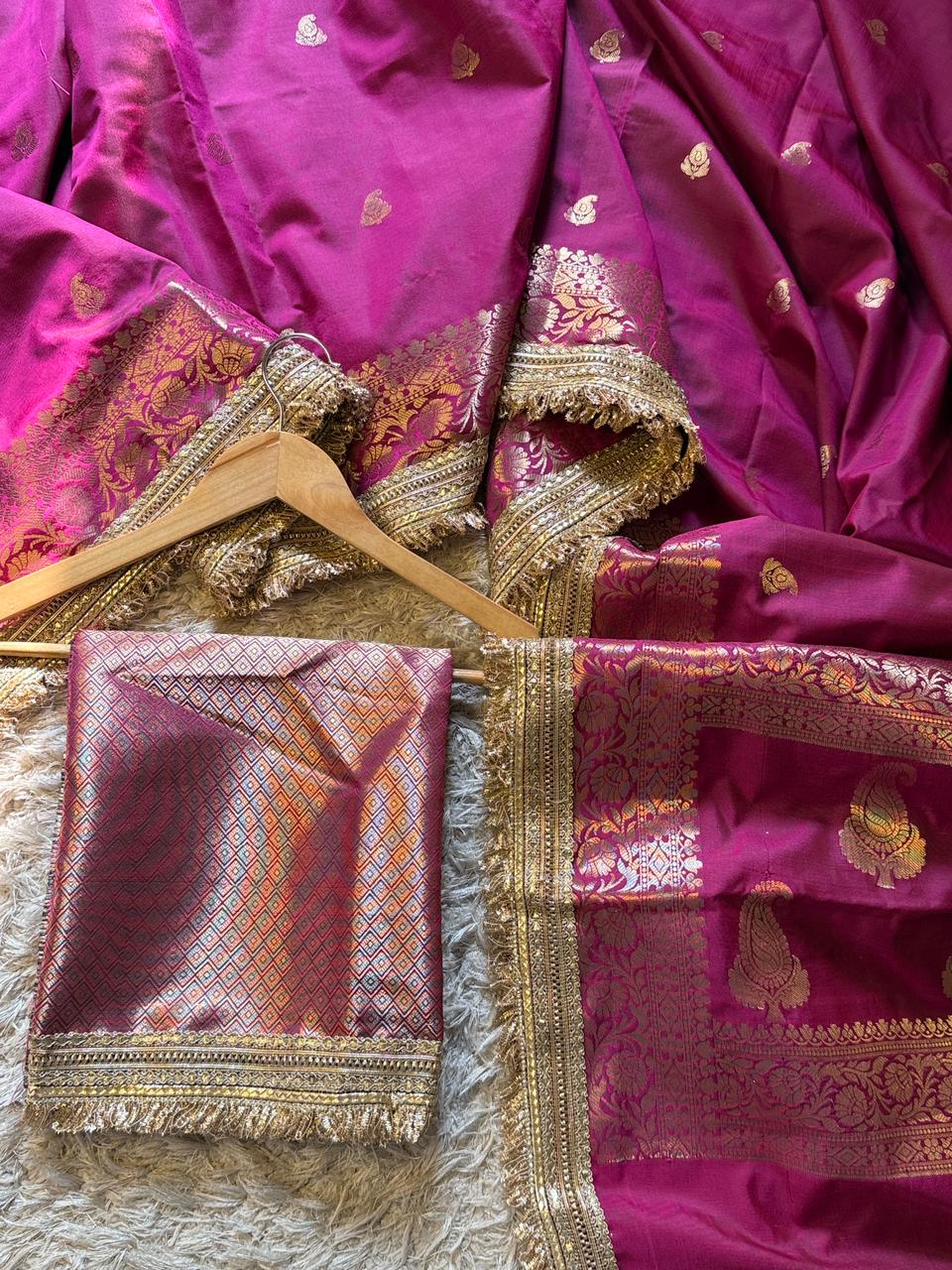Banarasi Semi katan Soft Silk Saree with gottapatti work