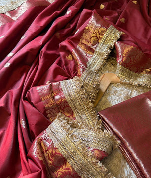 Banarasi Semi katan Soft Silk Saree with gottapatti work