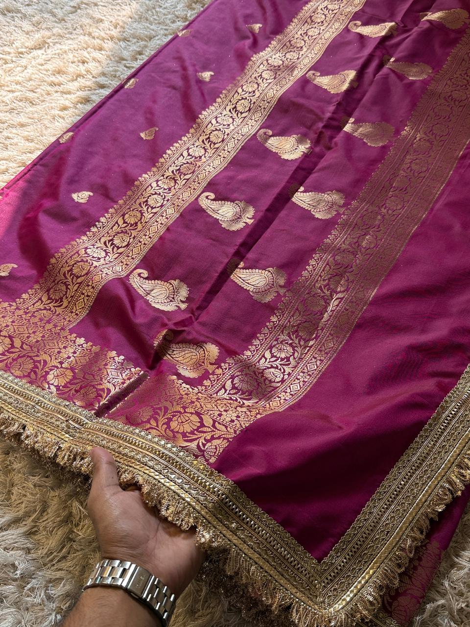 Banarasi Semi katan Soft Silk Saree with gottapatti work