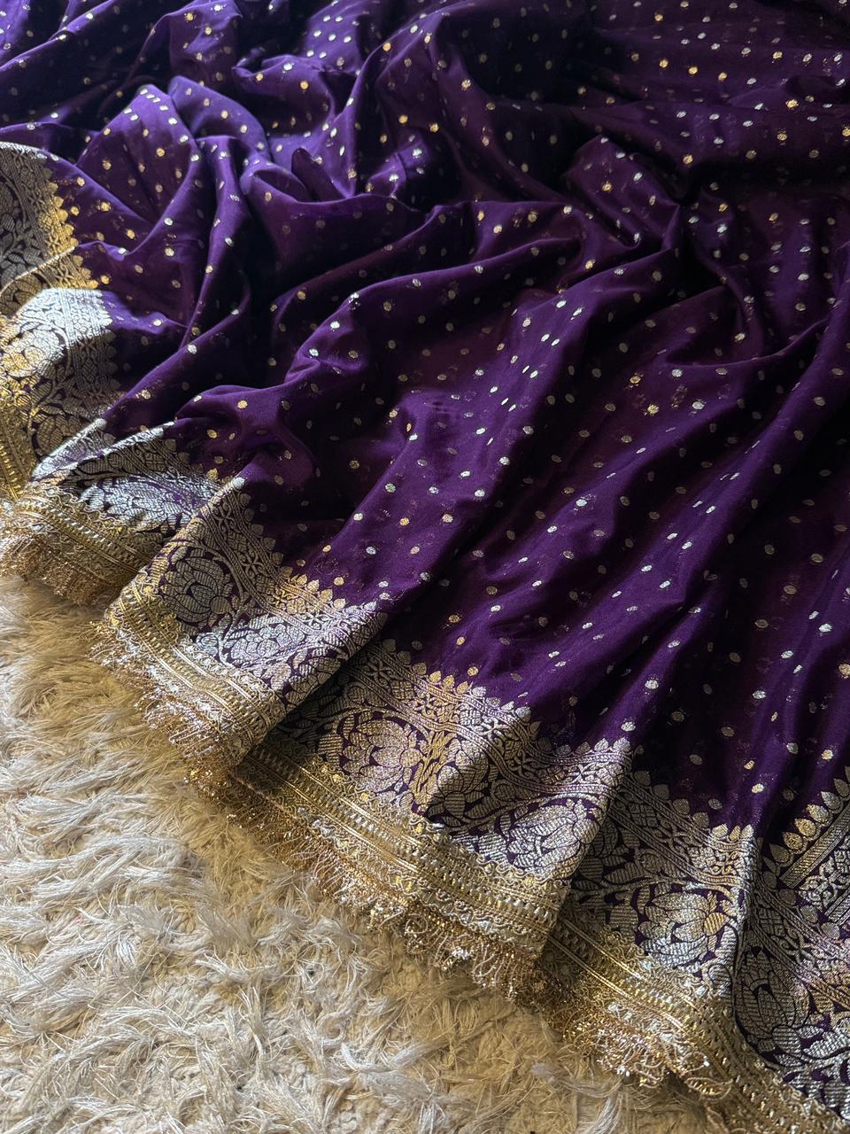 Handloom Banarasi Semi Khaddi Katan Soft Silk  Saree