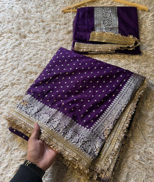 Handloom Banarasi Semi Khaddi Katan Soft Silk  Saree