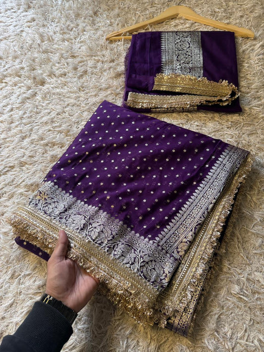 Handloom Banarasi Semi Khaddi Katan Soft Silk  Saree