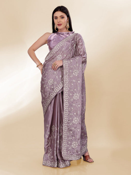 Party Wear Chinon Silk Saree