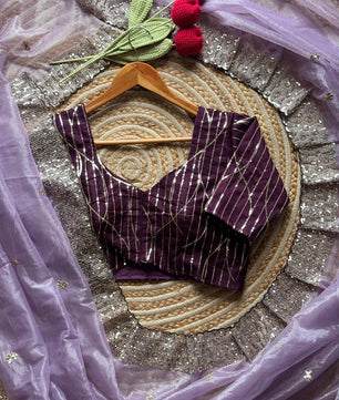 Tissue Silk Sari In Light Peach With Stiched Blouse