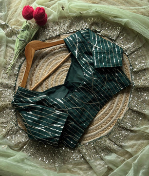 Tissue Silk Sari In Light Peach With Stiched Blouse