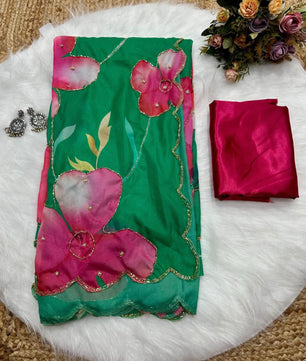 New Tebi silk with designer handwork saree