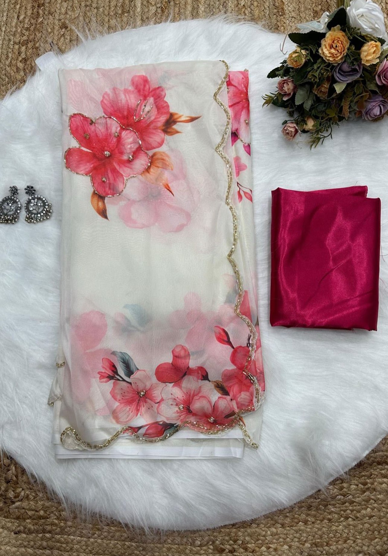 New Tebi silk with designer handwork saree