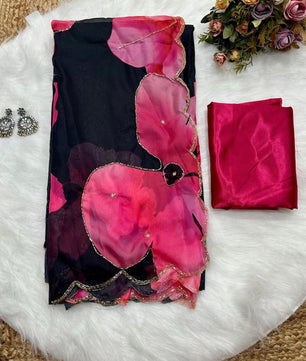 New Tebi silk with designer handwork saree