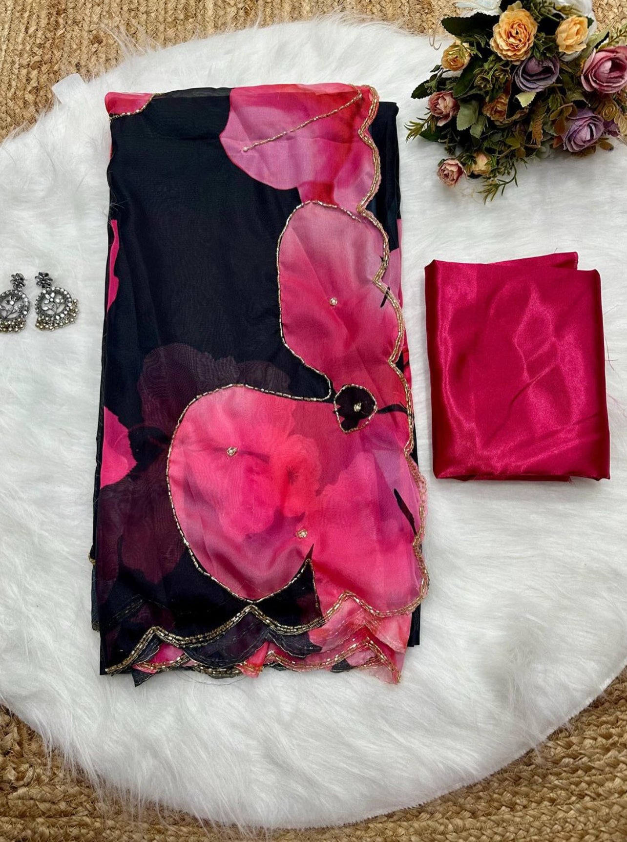 New Tebi silk with designer handwork saree