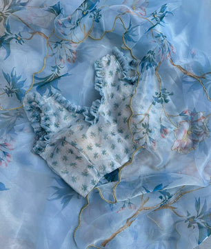 BEAUTIFUL SOFT ORGANZA DIGITAL PRINT SAREE WITH FULL HANDWORK