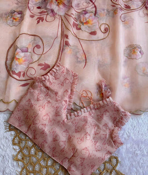 BEAUTIFUL SOFT ORGANZA DIGITAL PRINT SAREE WITH FULL HANDWORK