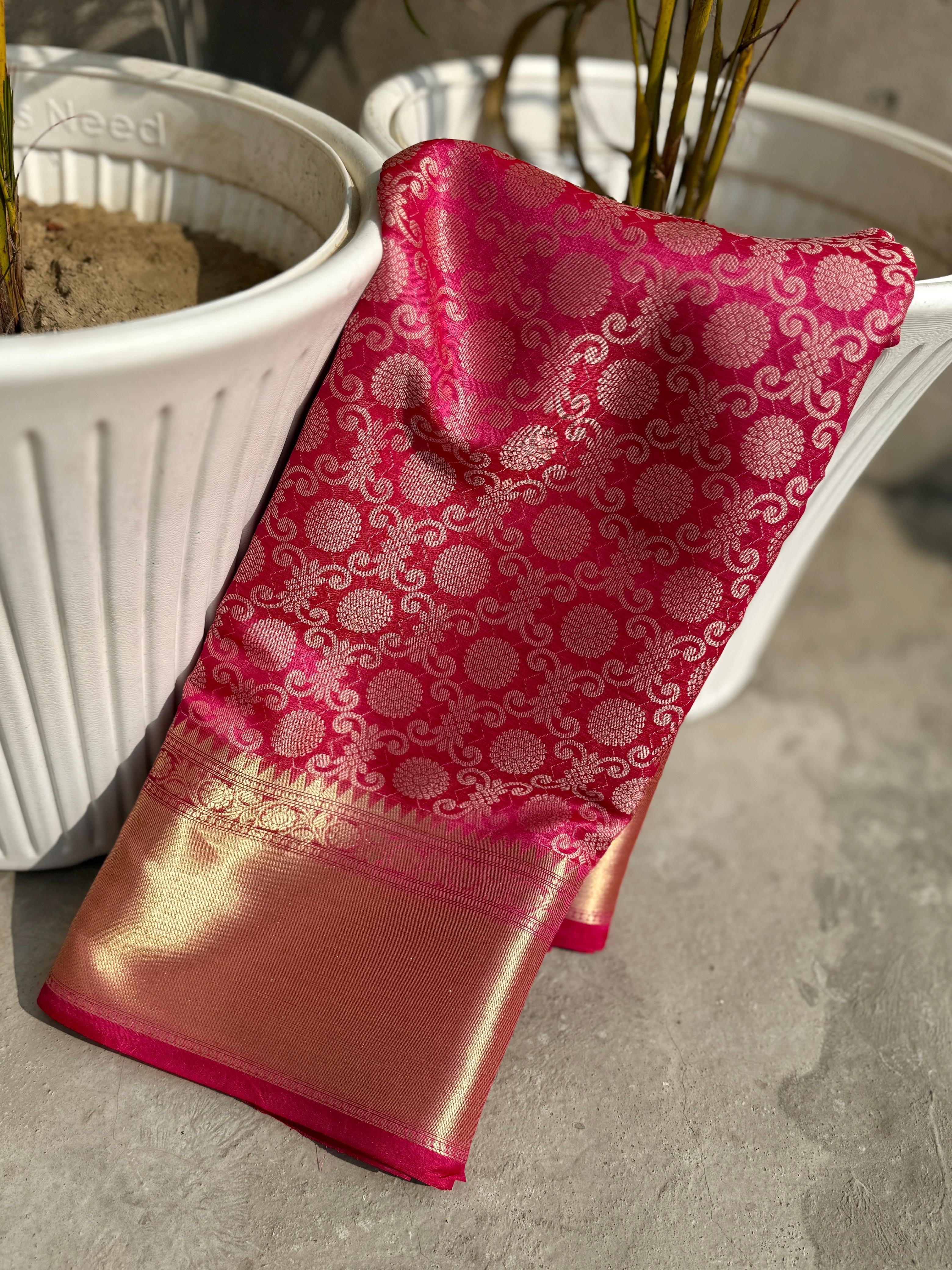 Beautiful Banarasi silk saree with blouse piece