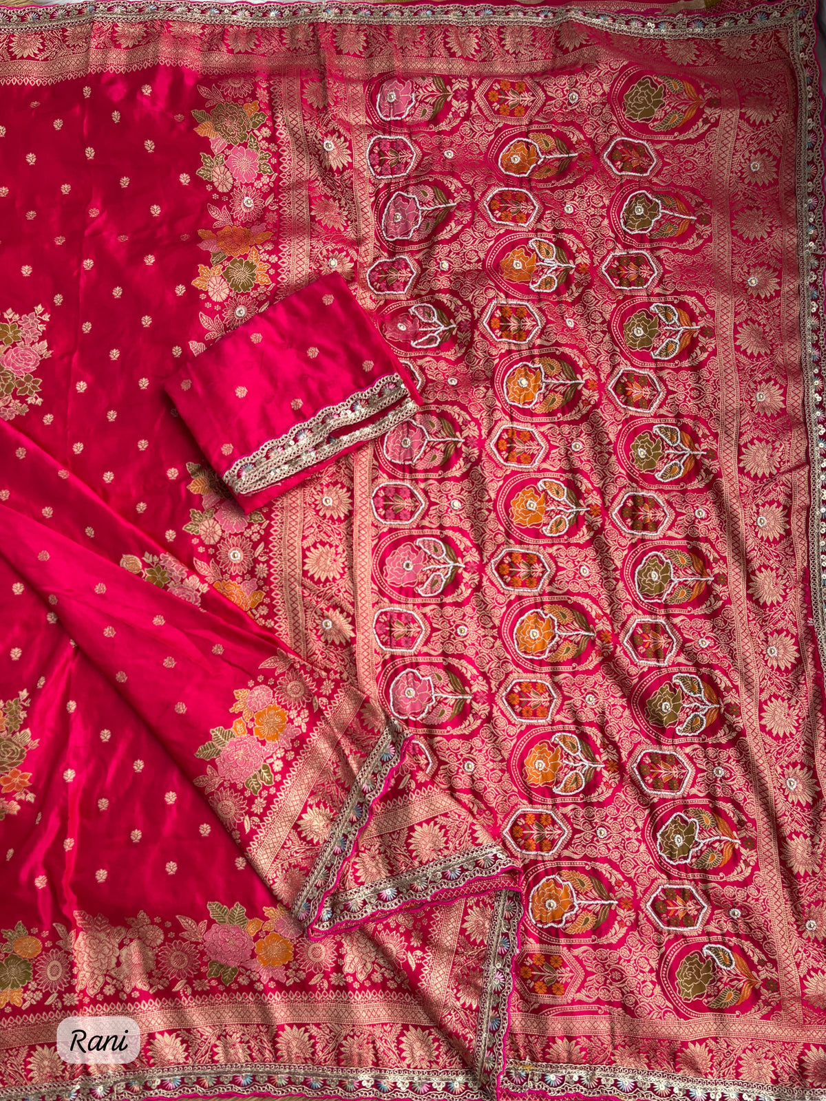 Pure Sartin saree with weaving &nbsp;jaquard nd mina work
