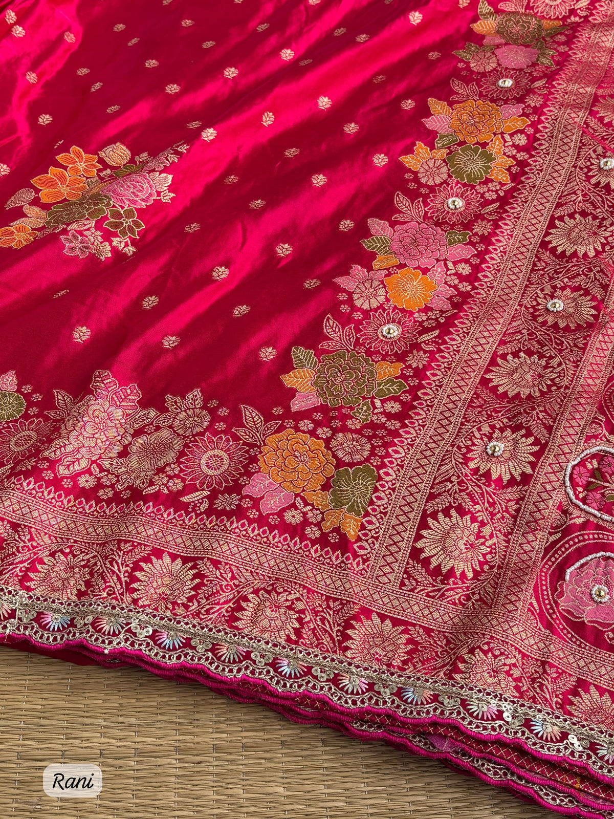 Pure Sartin saree with weaving &nbsp;jaquard nd mina work