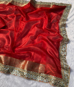 banarasi SOFT &nbsp; GLASS TISSUE SILK saree collection.all over beautiful mirror &nbsp; lace work border.