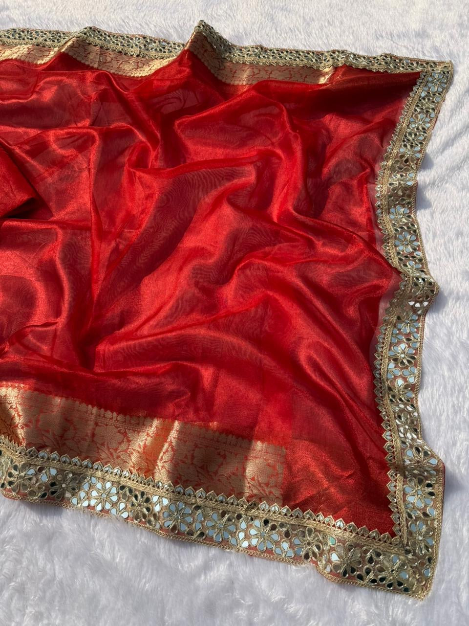 banarasi SOFT &nbsp; GLASS TISSUE SILK saree collection.all over beautiful mirror &nbsp; lace work border.