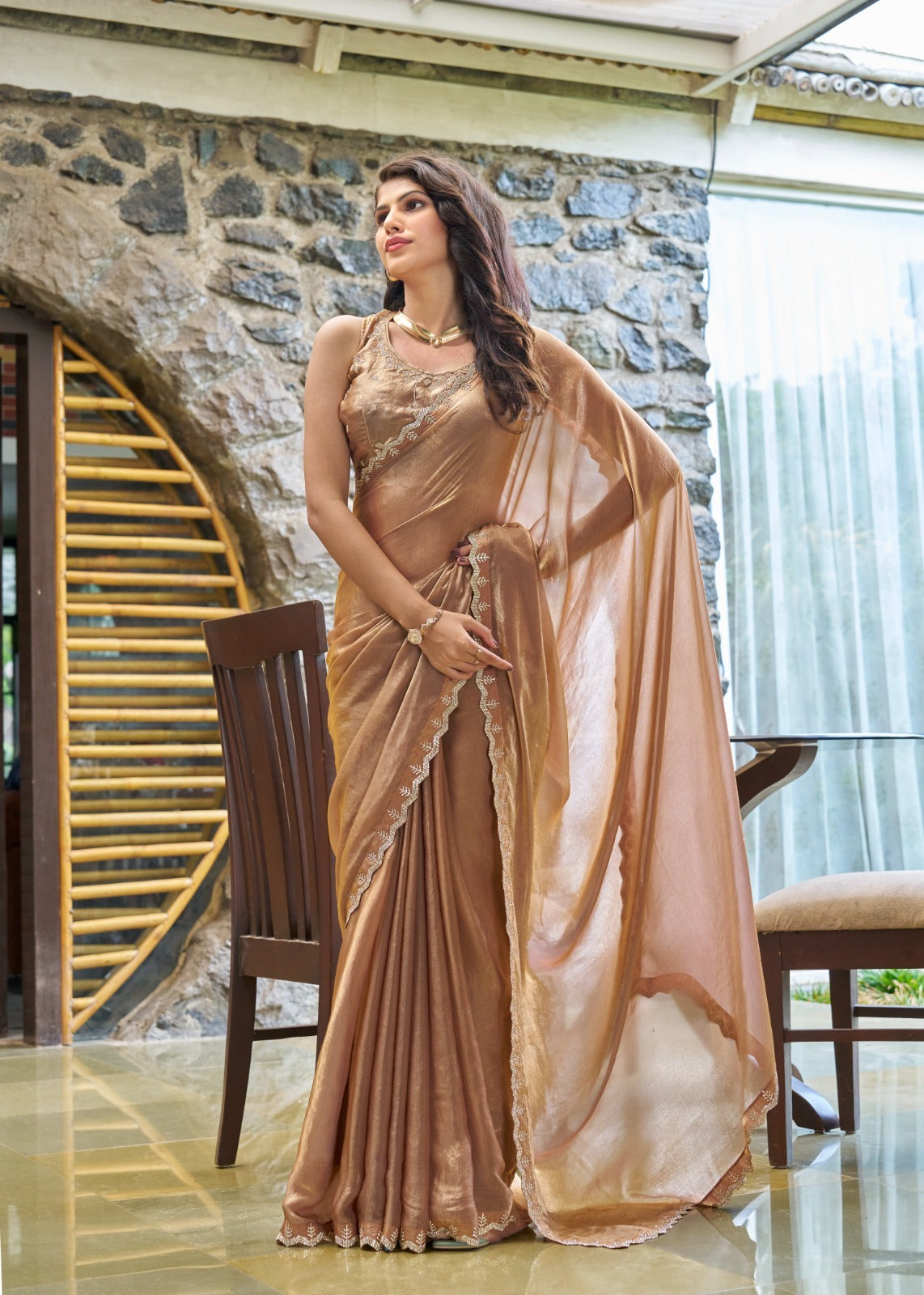 Satin saree with Swarovski Diamond Work