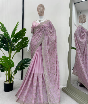 Designer Saree on Havy Chinon Silk Febric