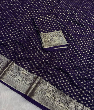 Pure Viscose Georgette Saree With Fancy Zari & Fancy Jecquard Border