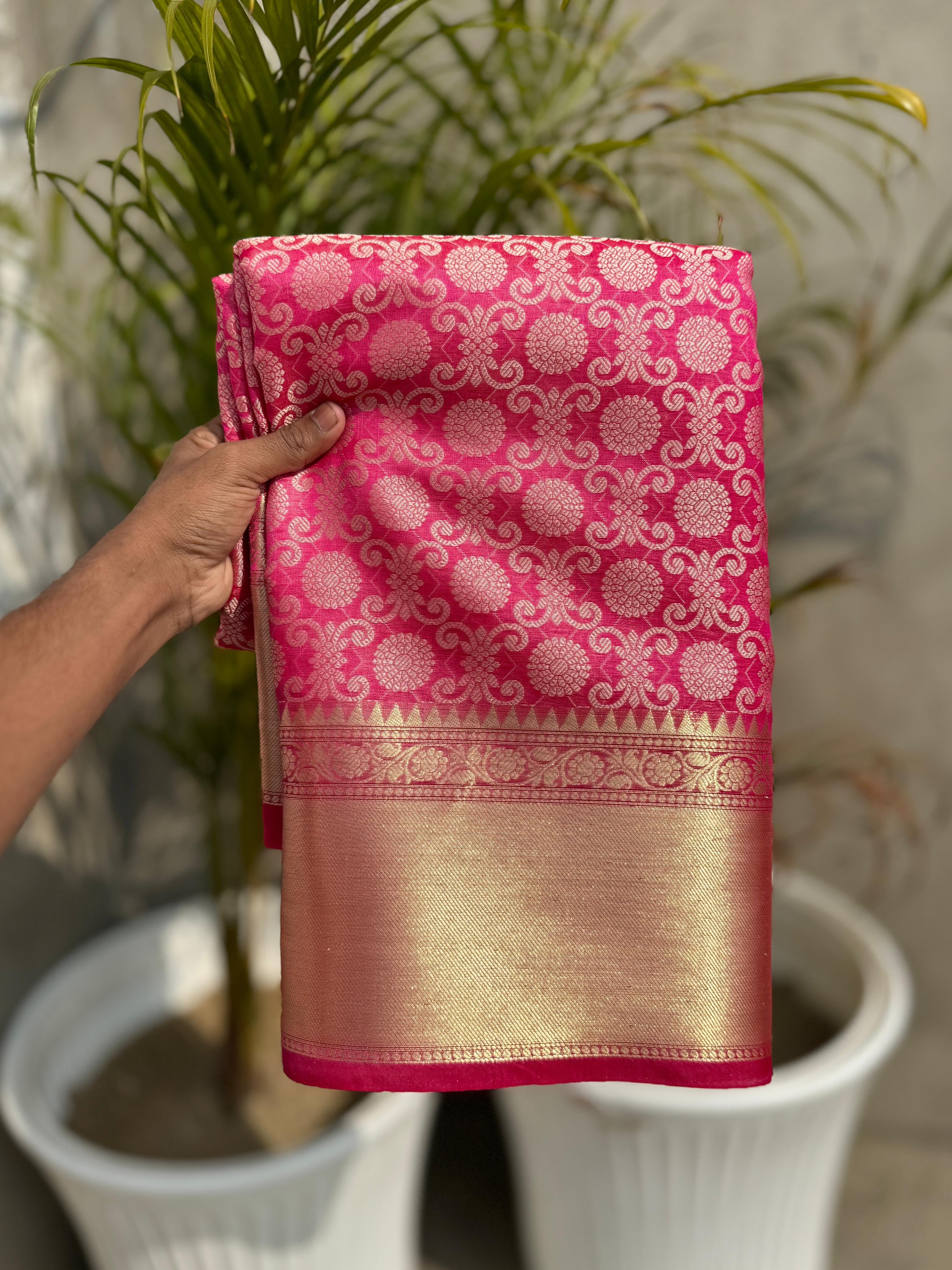 Beautiful Banarasi silk saree with blouse piece