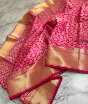 Beautiful Banarasi silk saree with blouse piece