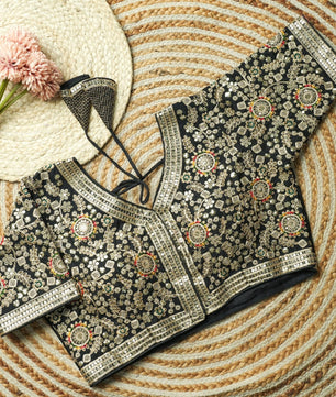 Beautiful multi work with sequence all over blouse