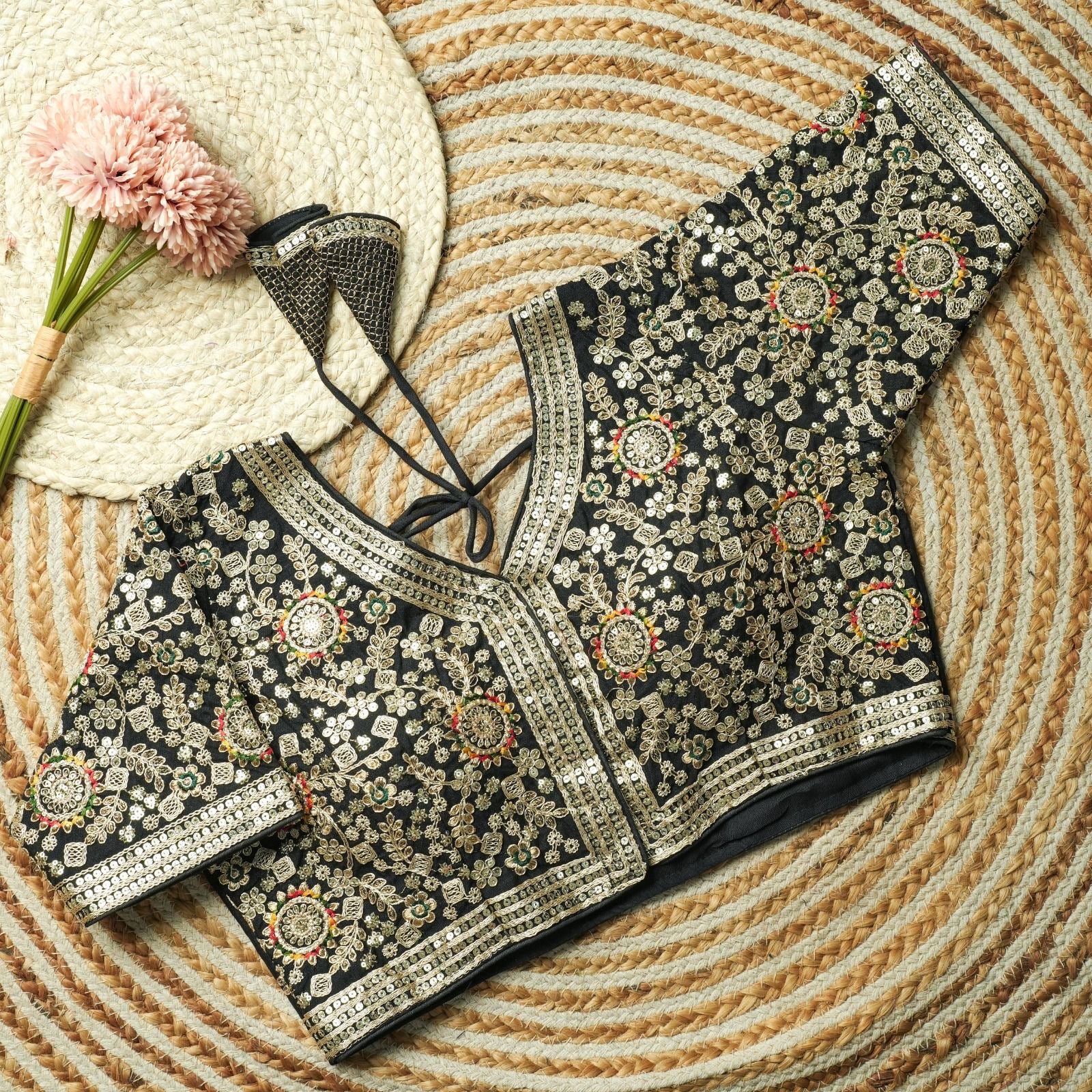 Beautiful multi work with sequence all over blouse