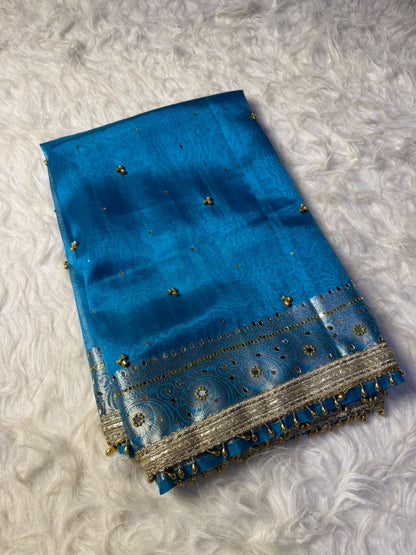 Premium ghungroo saree with mirror work
