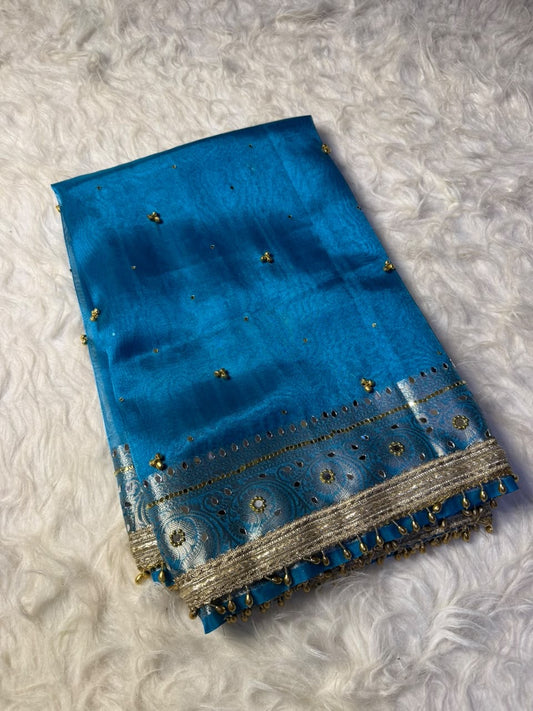 Premium ghungroo saree with mirror work
