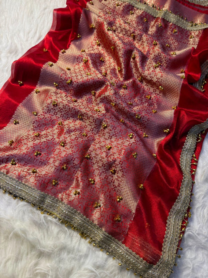 Premium Ghungroo Saree  in Banarasi tissue silk fabric