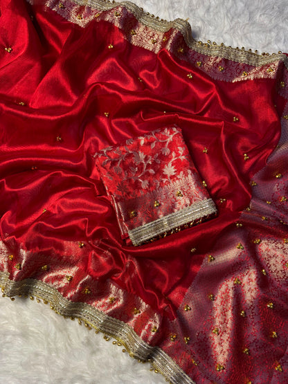 Premium Ghungroo Saree  in Banarasi tissue silk fabric