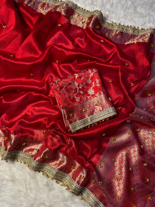 Premium Ghungroo Saree  in Banarasi tissue silk fabric