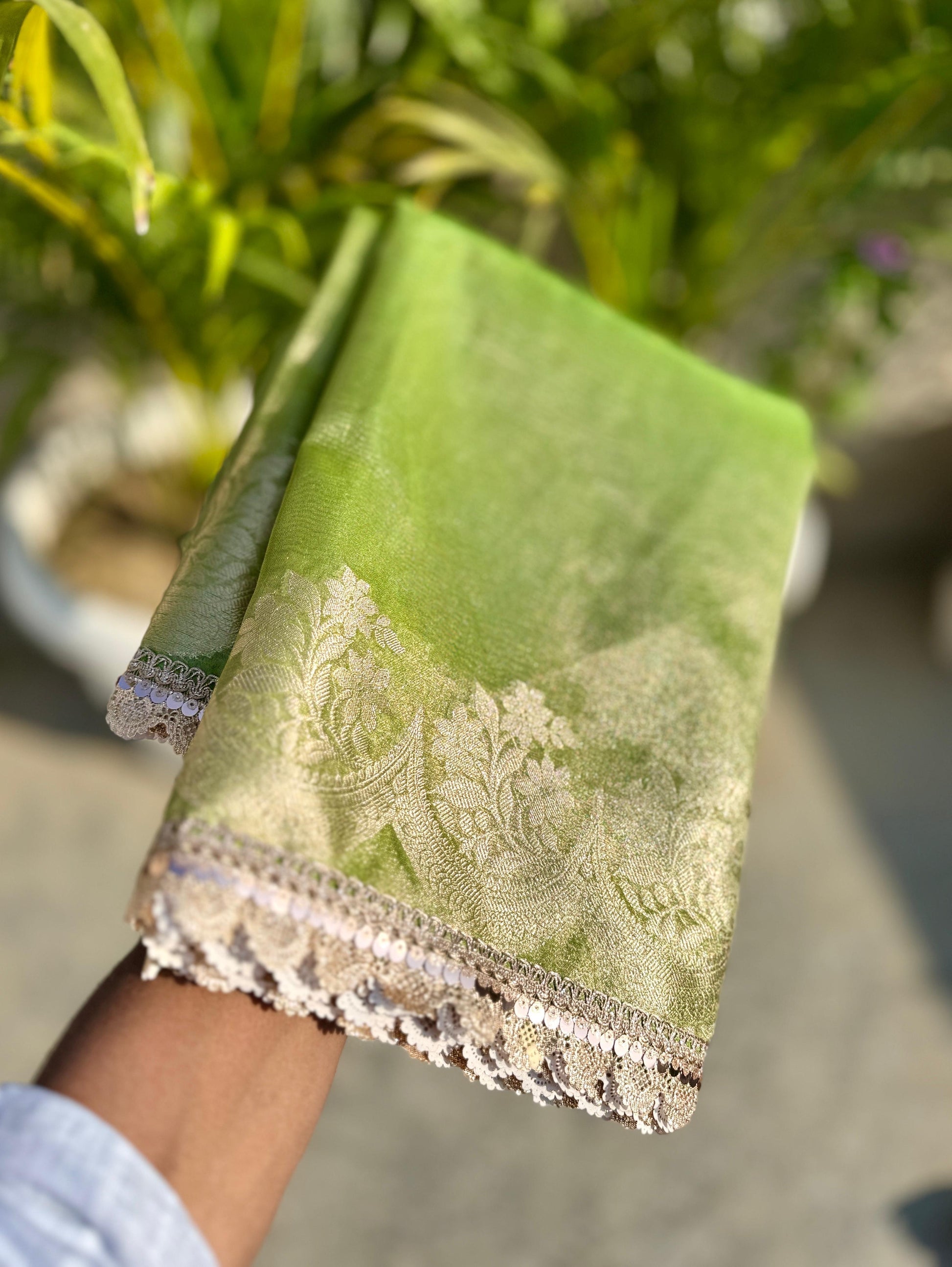 banarasi SOFT GLASS TISSUE SILK