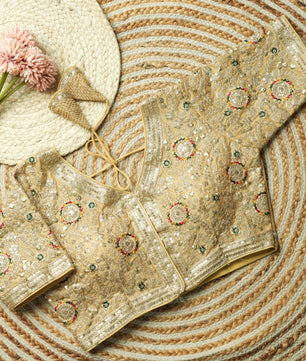 Beautiful multi work with sequence all over blouse