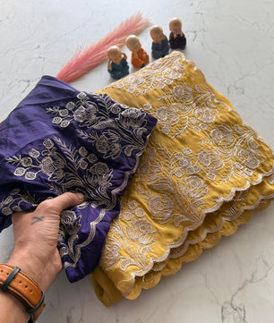 Primium Pure HO SILK with codding Work and scalp Borde