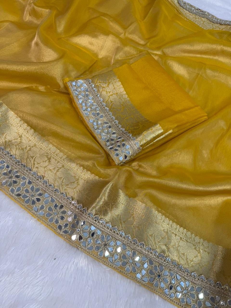 banarasi SOFT &nbsp; GLASS TISSUE SILK saree collection.all over beautiful mirror &nbsp; lace work border.
