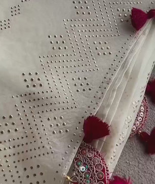 Tabby Organza Silk Saree With Embroidery ReadyMade Blouse Design Launch